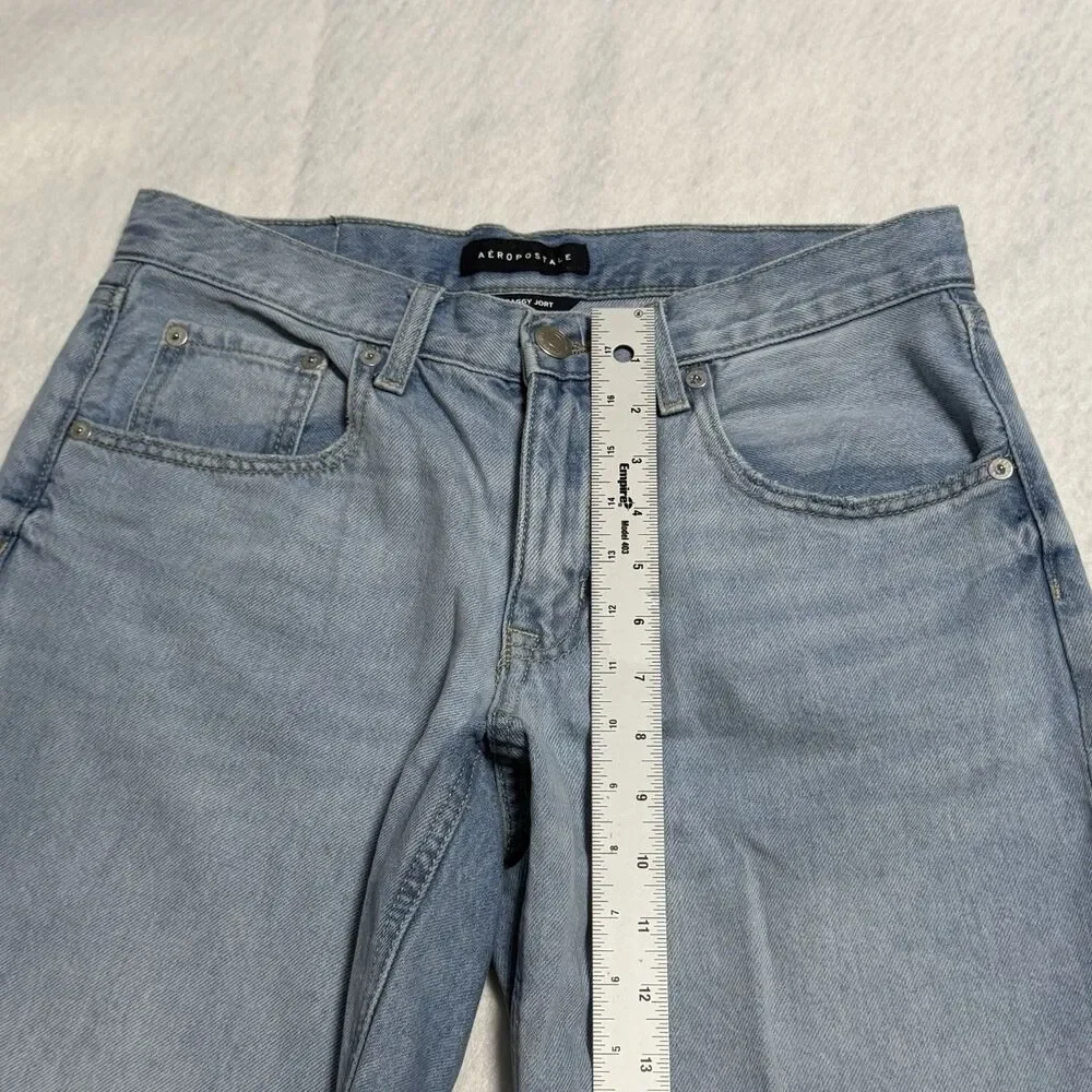 Aeropostale Baggy Jort Shorts Women’s 4 Blue Low Rise Baggy Denim Light Wash
